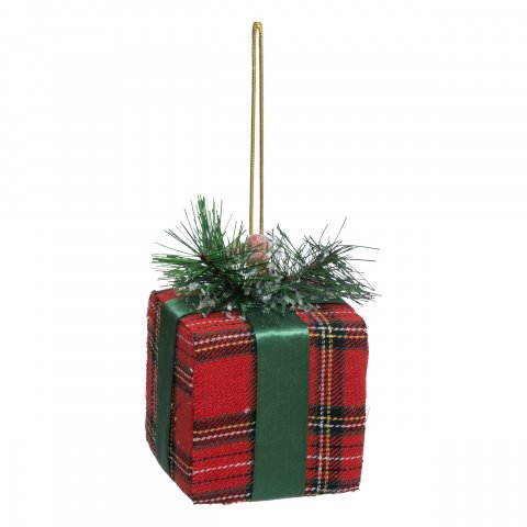SUJET DE NOEL PLF CADEAU TARTAN RG 12CM