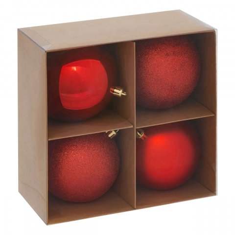 BOULE DE NOEL 100MM X4 ROUGE SVEA