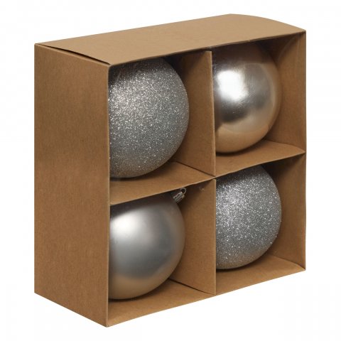 BOULE DE NOEL 100MM X4 ARGENT SVEA
