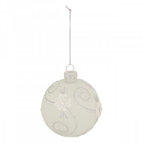 BOULE DE NOEL VERRE 80MM DENTELLE ARG