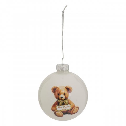 BOULE DE NOEL VERRE 80MM MPN OURS BL