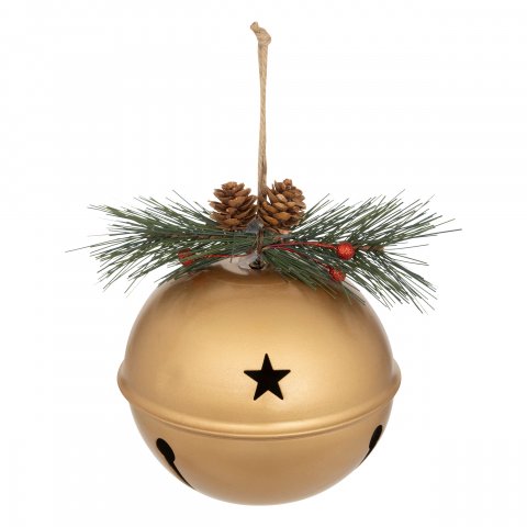 SUJET DE NOEL METAL GRELOT OR PDP 13CM