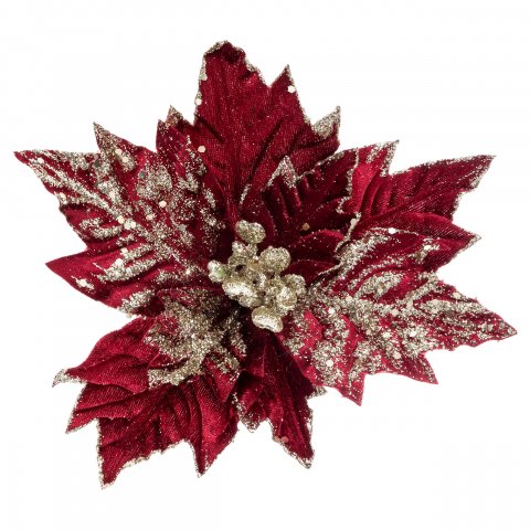 SUJET DE NOEL POINSETTIA RG OR D25CM