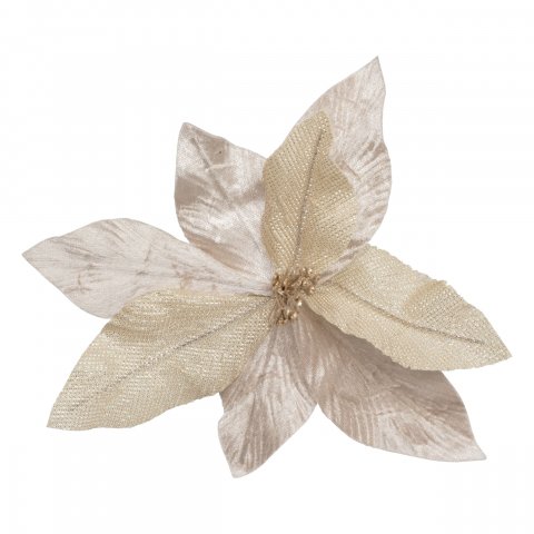 SUJET DE NOEL POINSETTIA BEIG PAILL 23CM